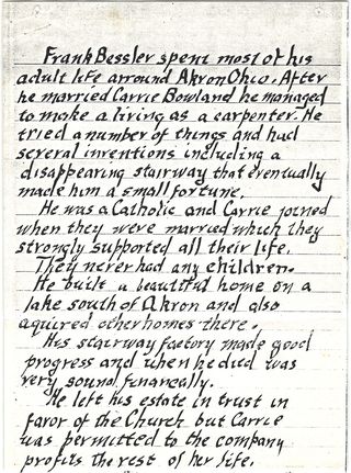 Kenneth Oswald Schmidt's handwritten original of Frank Bessler The Rich Relative — page 1 of 3