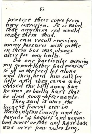Kenneth Oswald Schmidt's calligraphy copy of a letter to all the great grandchildren — page 6 of 7