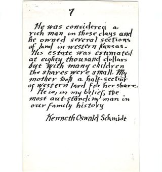 Kenneth Oswald Schmidt's calligraphy copy of a letter to all the great grandchildren — page 7 of 7