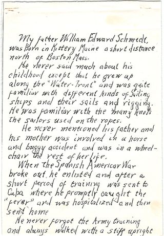 Kenneth Oswald Schmidt's handwritten original of My Father — page 1 of 7