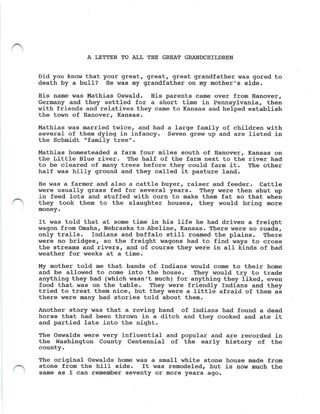 The 1995 typescript of a letter to all the great grandchildren — page 1 of 2