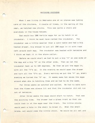 Scan of hatching chickens — page 1 of 2