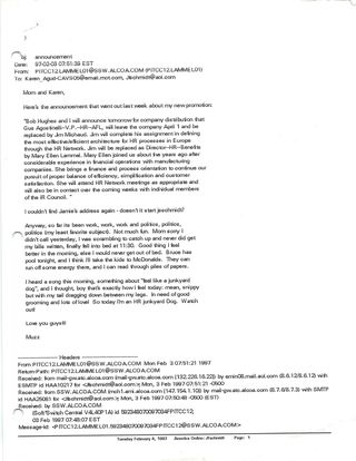 Scan of an email from mary ellen — february 3, 1997