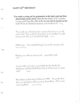 Scan of happy 80th birthday — from his family — page 1 of 7