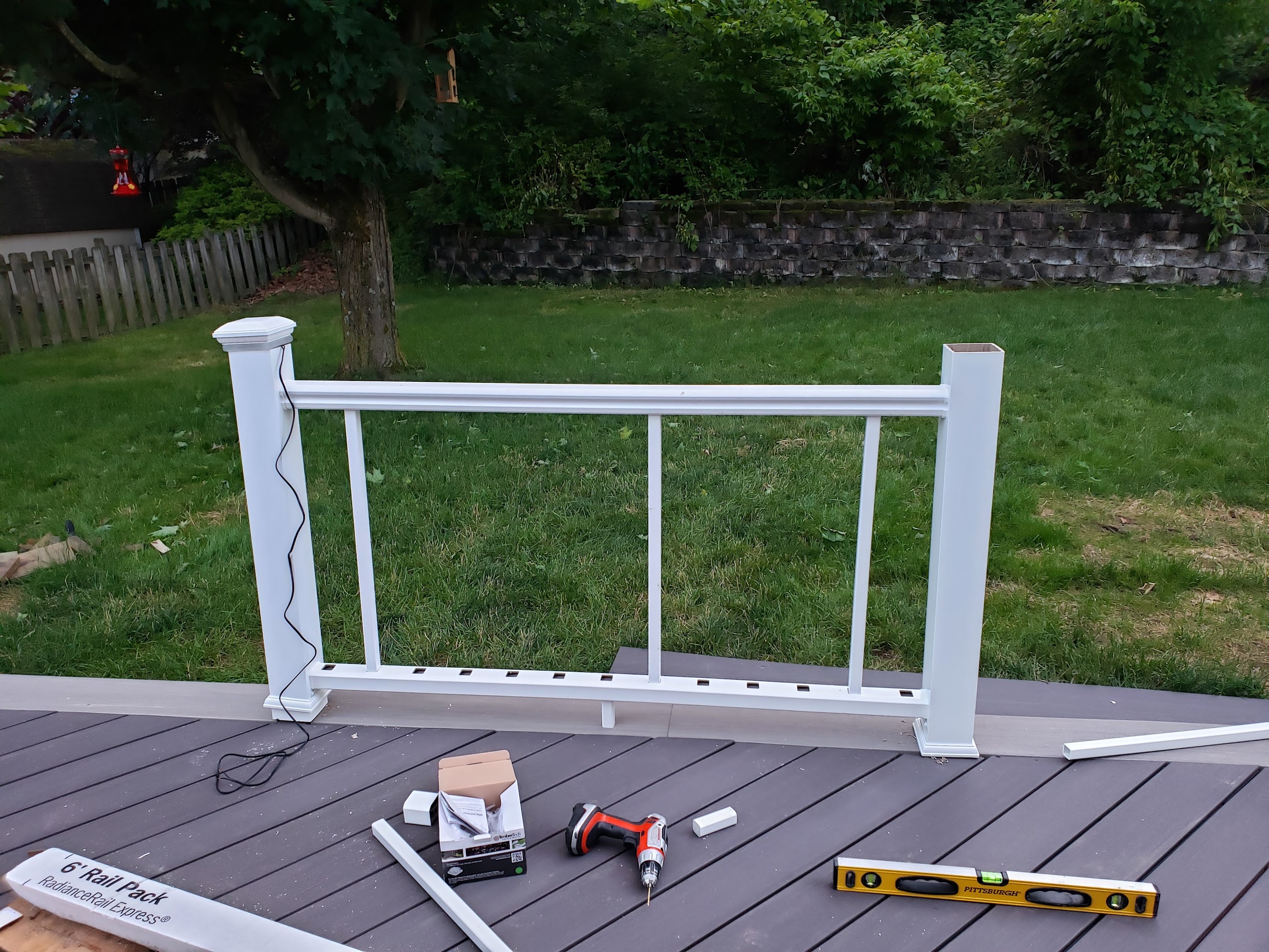 First railing panel with wire